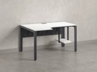 Стол угловой, экран металл, П-опора, левый 1400x900/1200x750, RM059-14x9-12 Белый/Серый