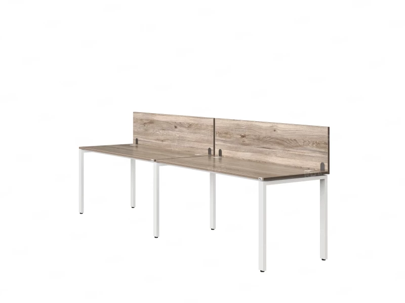 Бенч-система в 1 ряд, 2 рабочих места 2 ЛДСП экранов 2400x800x750 RM167-4-24x8 Дуб Маувелла/Белый