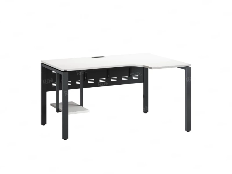 Стол угловой, экран металл, П-опора, правый 1800x900/1200x750, RM058-18x9-12 Белый/Серый