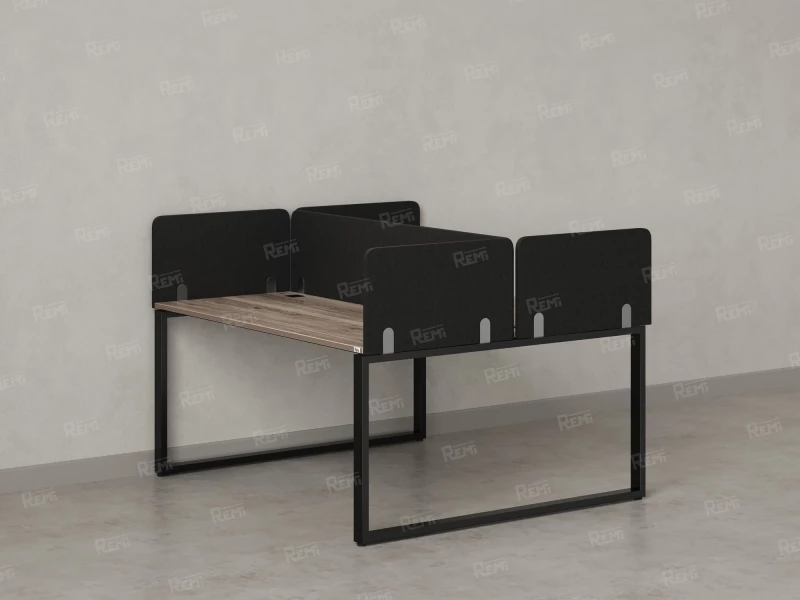 Бенч-система, 2 рабочих места, 5 тканевых экранов 1400x1200x750 RM169-3-14x12 Дуб Маувелла/Черный