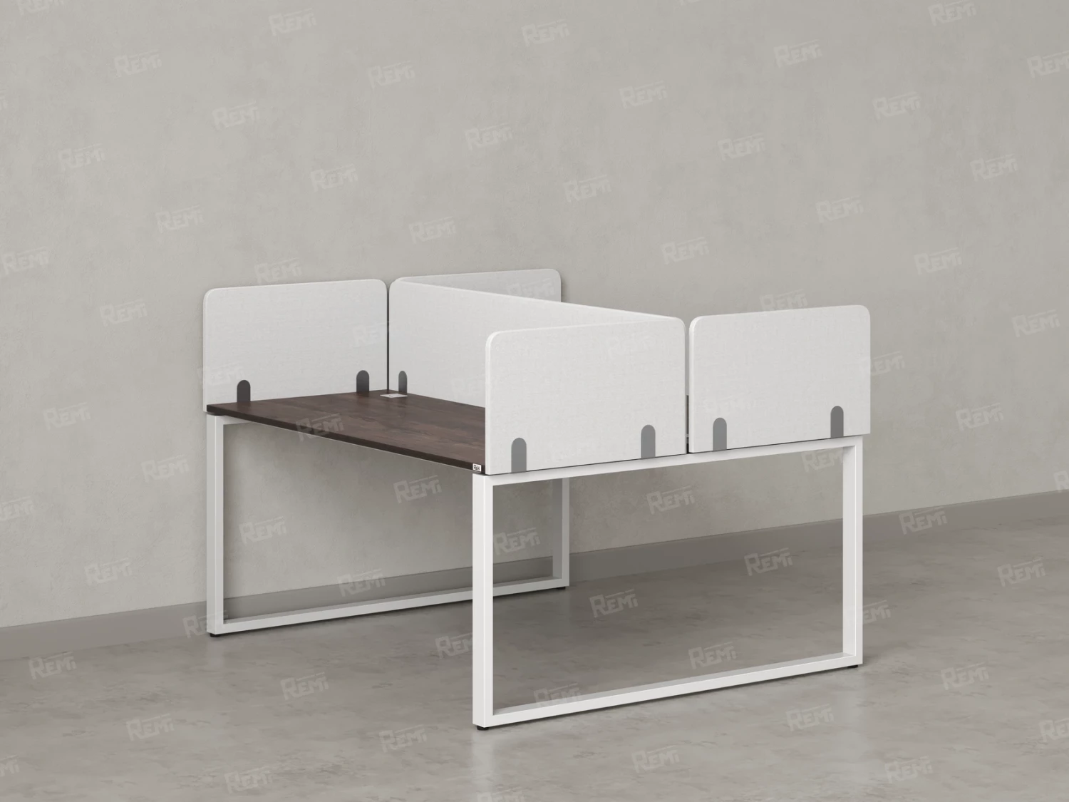 Бенч-система, 2 рабочих места, 5 тканевых экранов 1800x1400x750 RM169-3-18x14 Дуб Апрельский шоколад/Белый