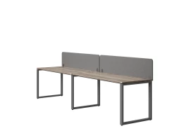 Бенч-система в 1 ряд, 2 рабочих места 2 тканевых экранов 2000x600x750 RM168-3-20x6 Дуб Маувелла/Серый