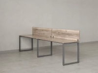 Бенч-система в 1 ряд, 2 рабочих места 2 ЛДСП экранов 2400x800x750 RM168-4-24x8 Дуб Маувелла/Серый