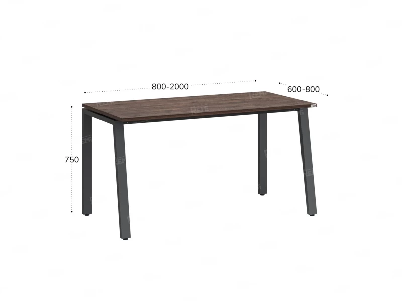 Стол прямой на Л-образных опорах 1600x700x750 RM004-16x7 Дуб Апрельский шоколад/Серый