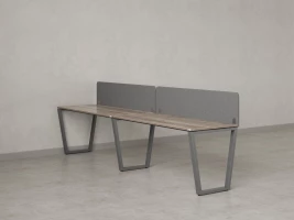 Бенч-система в 1 ряд, 2 рабочих места 2 тканевых экранов 2000x600x750 RM174-3-20x6 Дуб Маувелла/Серый