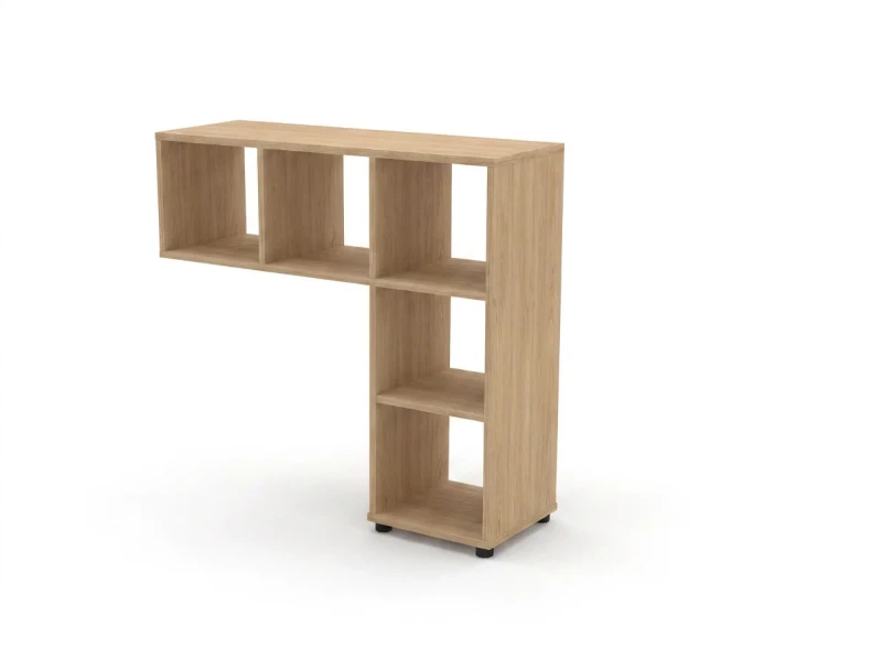 Стеллаж угловой RAC034 для столов, 5 секций 122,8x35,2x112 Акация Шеффилд, Серия Аккорд | Accord