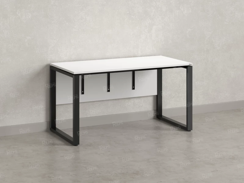 Стол прямой, О-опоры, экран ЛДСП,парящая стол-ца 1800x600x750 RM008-18x6 Белый/Черный
