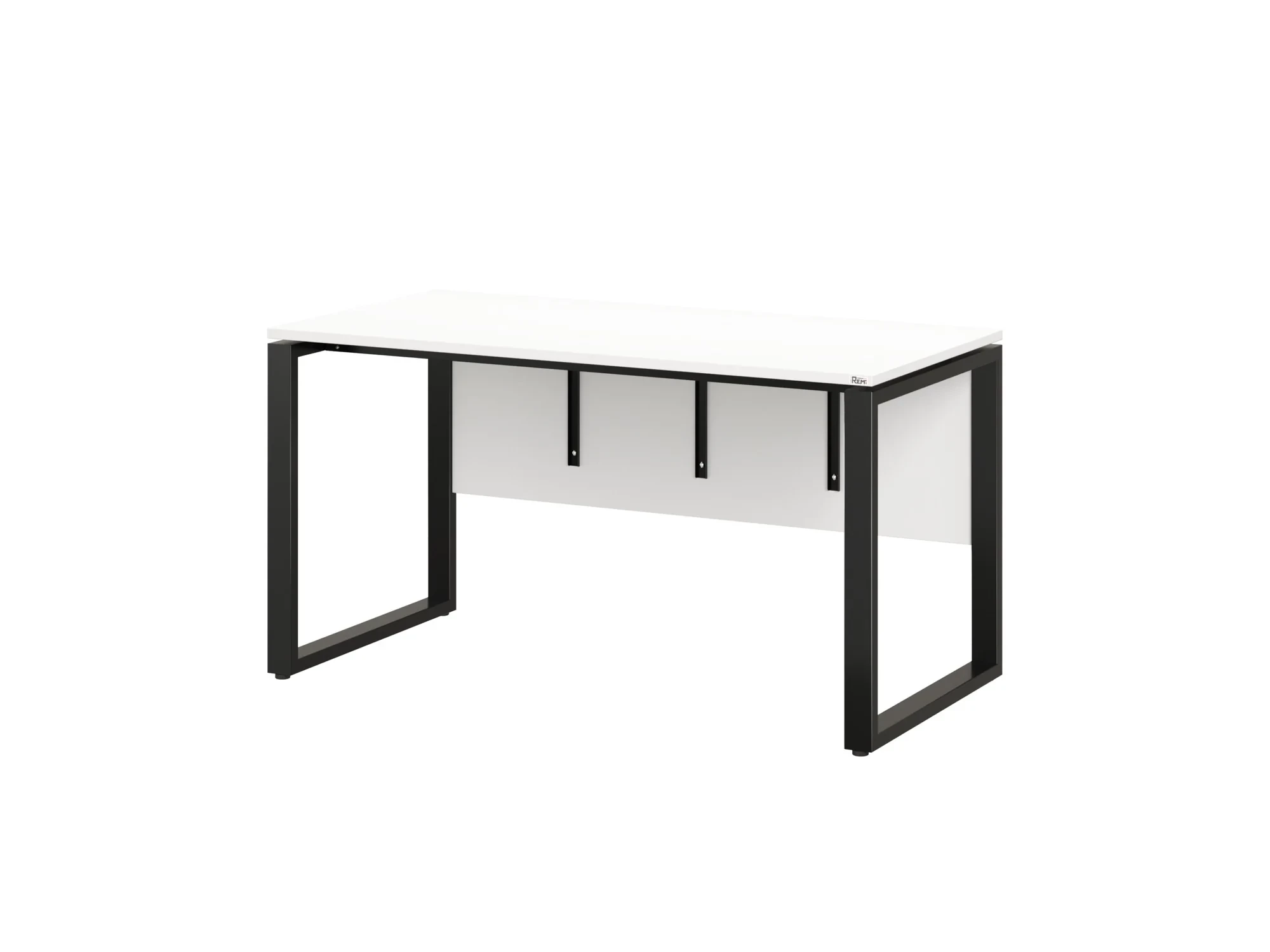 Стол прямой, О-опоры, экран ЛДСП,парящая стол-ца 1800x600x750 RM008-18x6 Белый/Черный