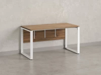 Стол прямой, О-опоры, экран ЛДСП,парящая стол-ца 800x600x750 RM008-8x6 Дуб Юстус/Белый