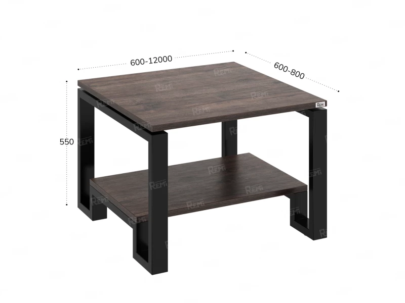 Журнальный стол с полкой 900x600x550 RM181-9x6 Дуб Апрельский шоколад/Черный