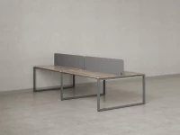 Бенч-система, 4 рабочих места, на О-образных опорах, 2 тканевых экранов 3200x1400x750 RM170-3-16x14 Дуб Маувелла/Серый