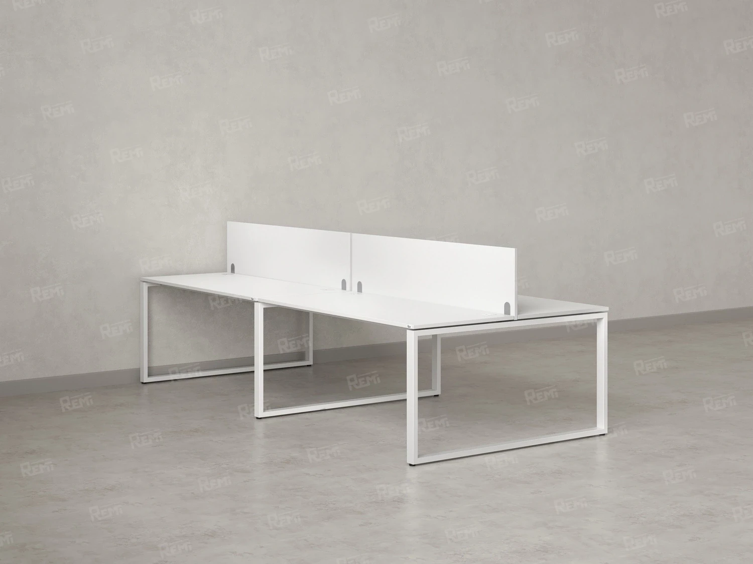 Бенч-система, 4 рабочих места, на О-образных опорах, 2 ЛДСП экранов 3200x1200x750 RM170-4-16x12 Белый/Белый