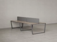 Бенч-система, 4 рабочих места, на U-образных опорах, 2 тканевых экранов 2000x1200x750 RM173-3-10x12 Дуб Маувелла/Серый