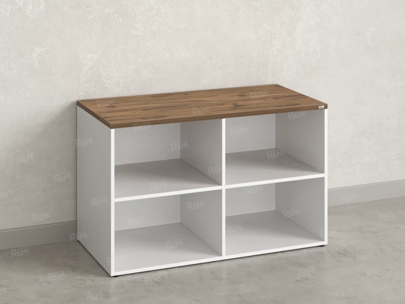 Стеллаж низкий, 4 ячейки 1200х600х750 RM146-12x6 Дуб Юстус/Белый