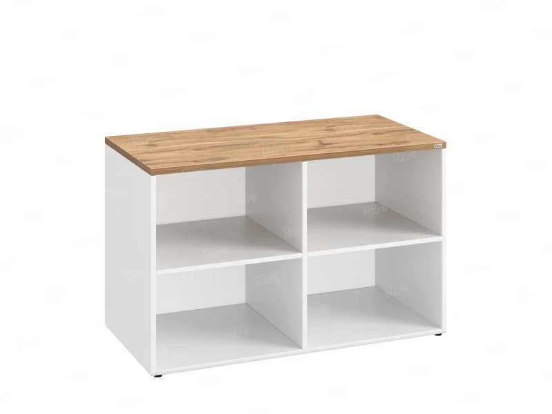 Стеллаж низкий, 4 ячейки 1200х600х750 RM146-12x6 Дуб Юстус/Белый