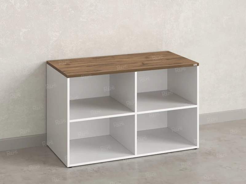 Стеллаж низкий, 4 ячейки 1200х600х750 RM146-12x6 Дуб Юстус/Белый