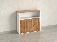 Шкаф-купе низкий, 2 полки с надстройкой, на регулируемых опорах 1200x420x1100 RM127-120x42 Дуб Юстус/Белый