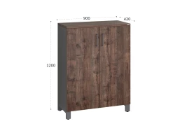 Шкаф распашной, 3 уровня 900x420x1200 RM149-90x42 Дуб Апрельский шоколад/Серый
