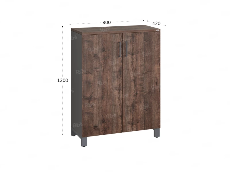 Шкаф распашной, 3 уровня 900x420x1200 RM149-90x42 Дуб Апрельский шоколад/Серый