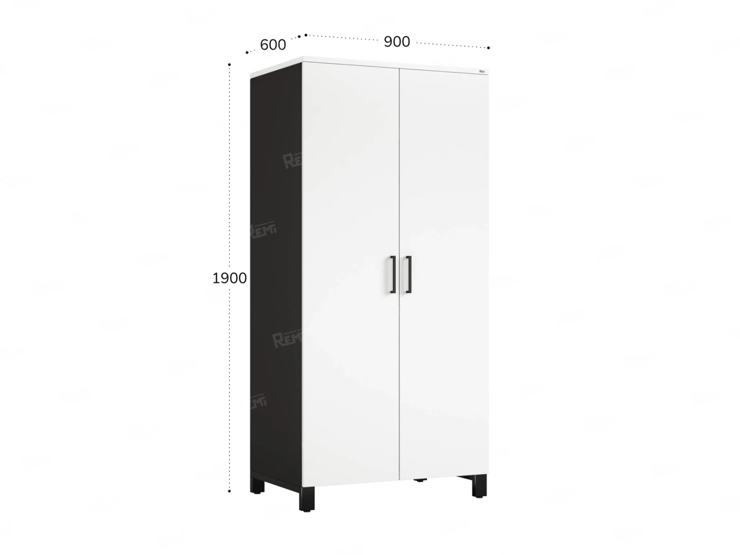 Гардероб, штанга, 1 полка 900x600x1900 RM158-90x60 Белый/Черный