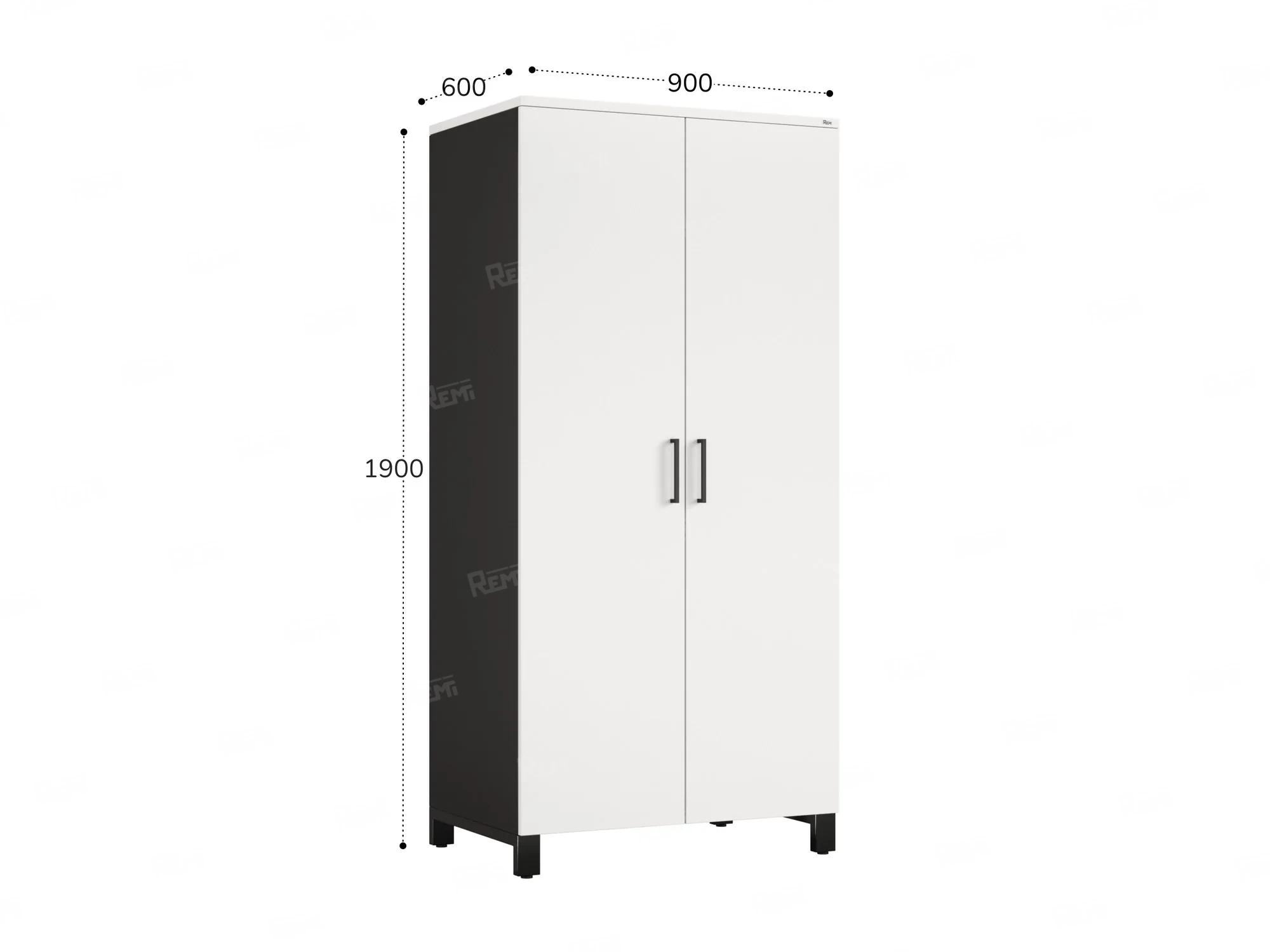 Гардероб, штанга, 1 полка 900x600x1900 RM158-90x60 Белый/Черный