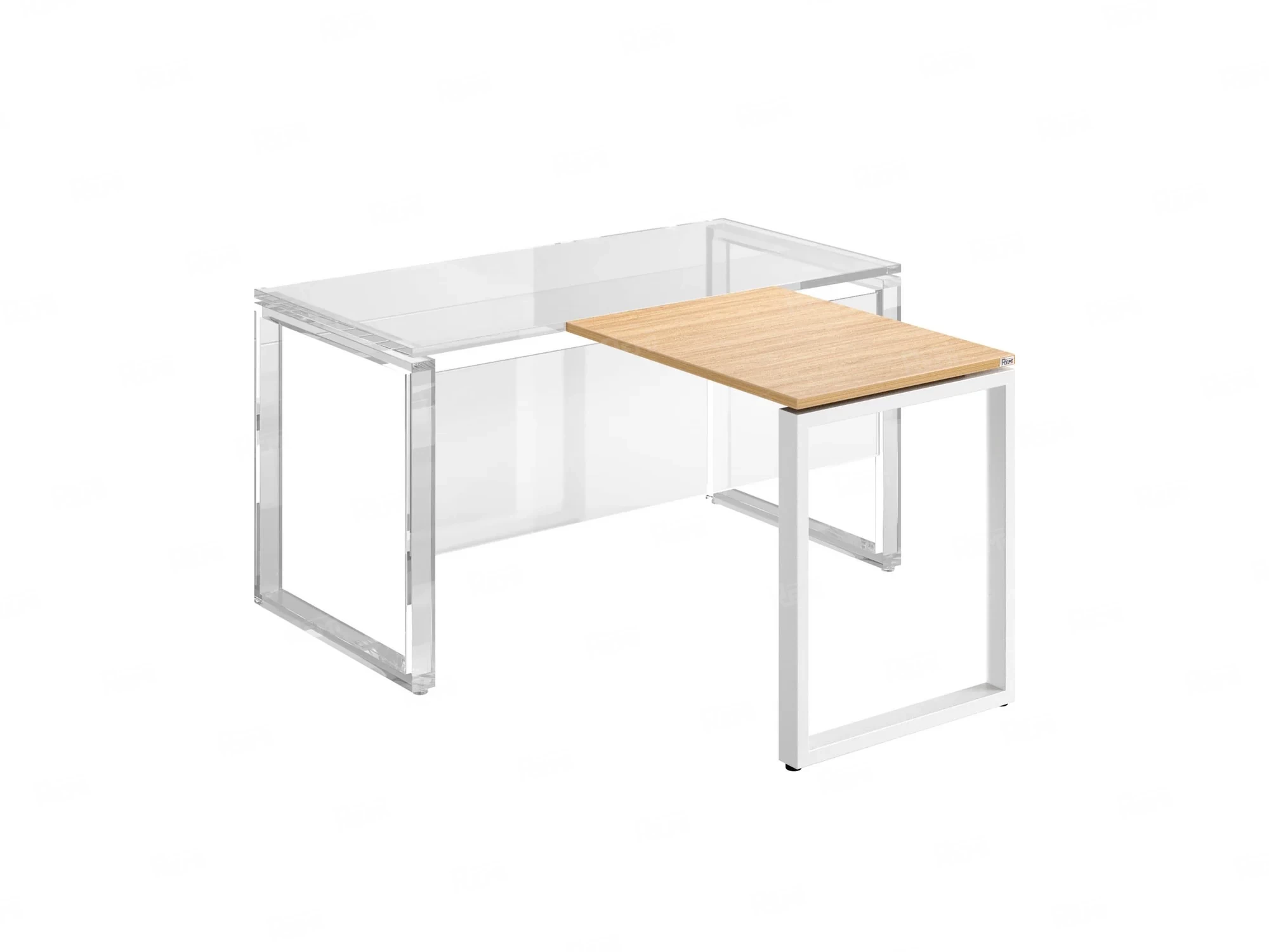 Брифинг прямой, с парящей столешнецей, на О-образном каркасе 1300x600x750 RM072-13x6 Вяз Швейцарский светлый/Белый