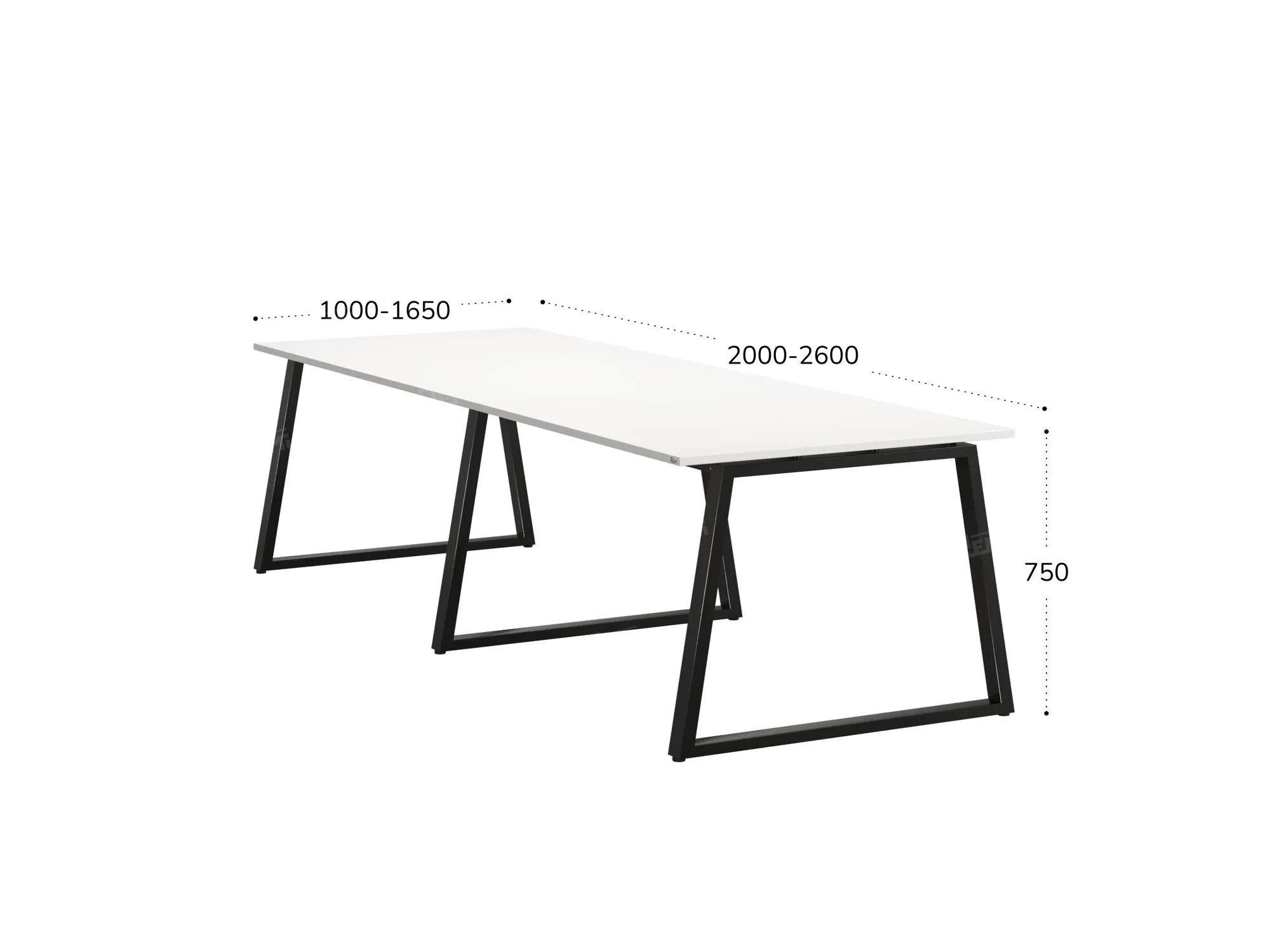 Cтол для переговоров, на A-обазном каркасе 2200x1400x750 RM083-220x140 Белый/Черный