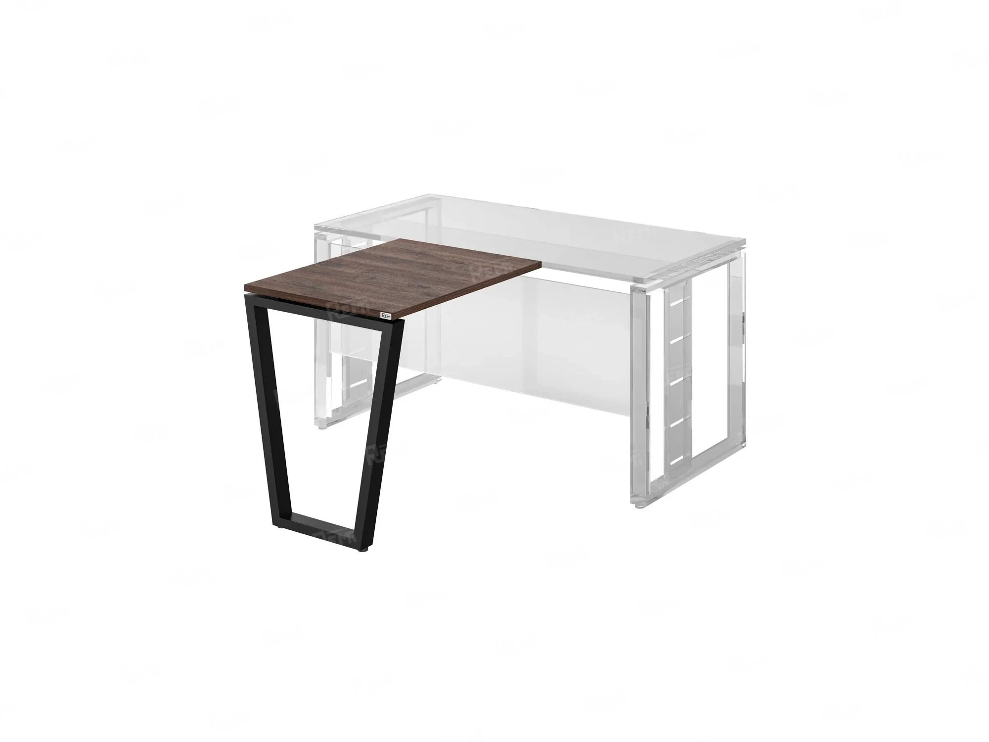 Брифинг прямой, с парящей столешнецей, на U-образном каркасе 1300x600x750 RM074-13x6 Дуб Апрельский шоколад/Черный