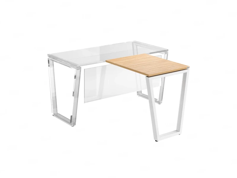 Брифинг прямой, с парящей столешнецей, на U-образном каркасе 900x700x750 RM074-9x7 Вяз Швейцарский светлый/Белый