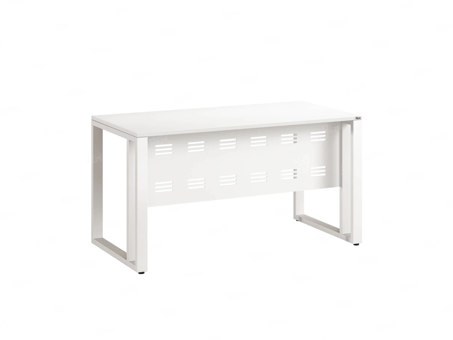 Стол прямой на О-образных опорах с металлическим экраном 1000x800x750 RM042-10x8 Белый/Белый
