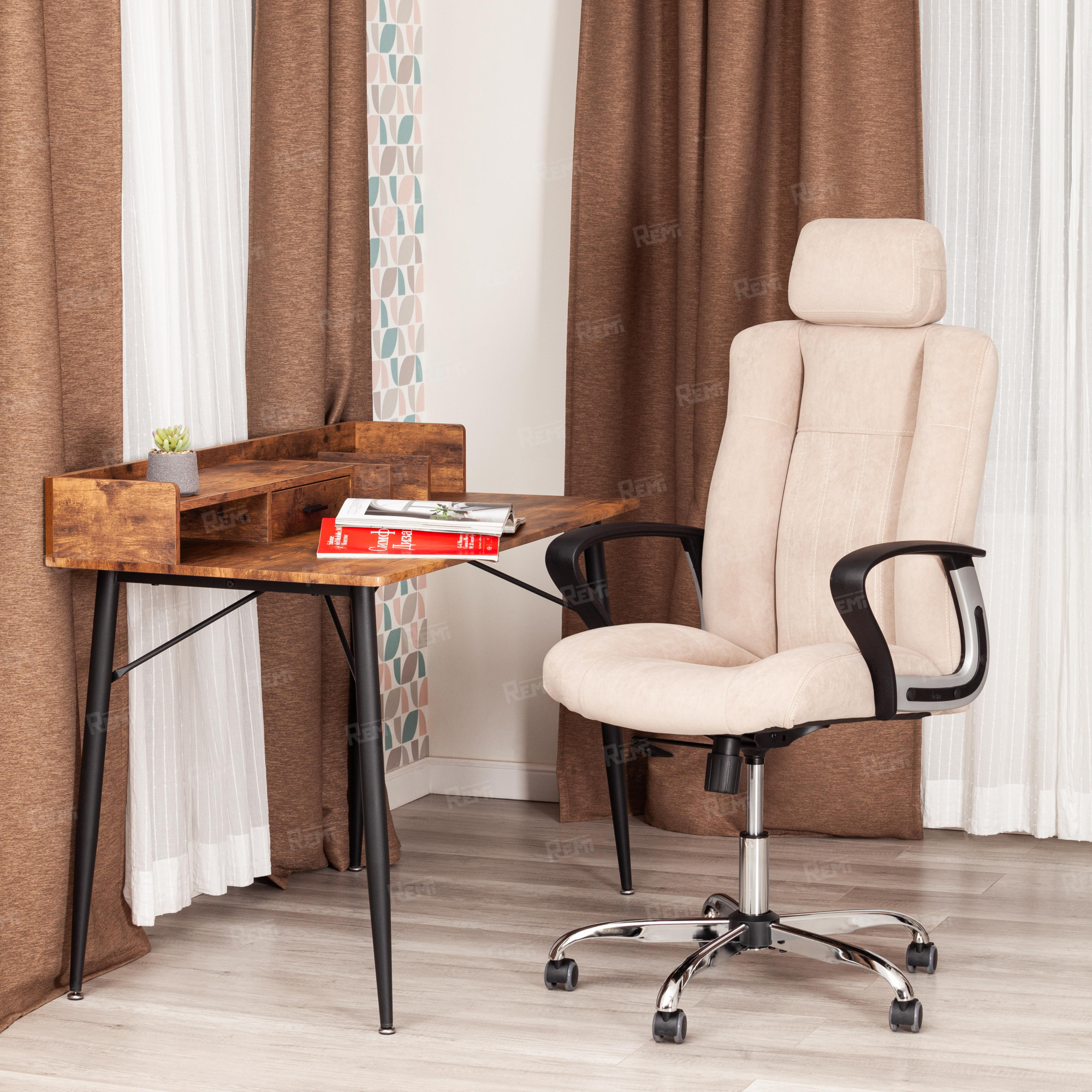 Кресло OXFORD хром Бежевый/Бежевый, Флок (арт. 21164)