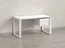 Стол прямой с подвесной тумбой 2 ящика, О-опора 1800x600x750 RM037-18x6 Белый/Белый