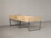 Бенч-система, 4 рабочих места, на U-образных опорах, 8 ЛДСП экранов 2000x1600x750 RM173-2-10x16 Вяз Швейцарский светлый/Серый