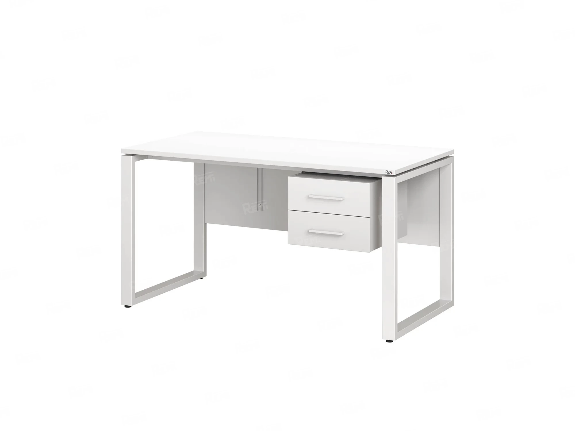 Стол прямой, подвесная тумба, ЛДСП экран, О-опора 1800x800x750 RM033-18x8 Белый/Белый
