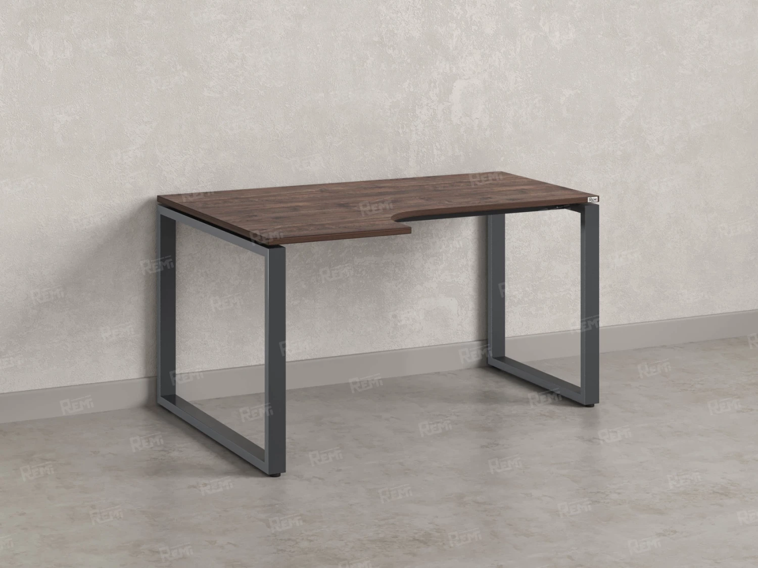 Стол угловой, О-опора, левый 1800x600/900x750, RM055-18x6-9 Дуб Апрельский шоколад/Серый