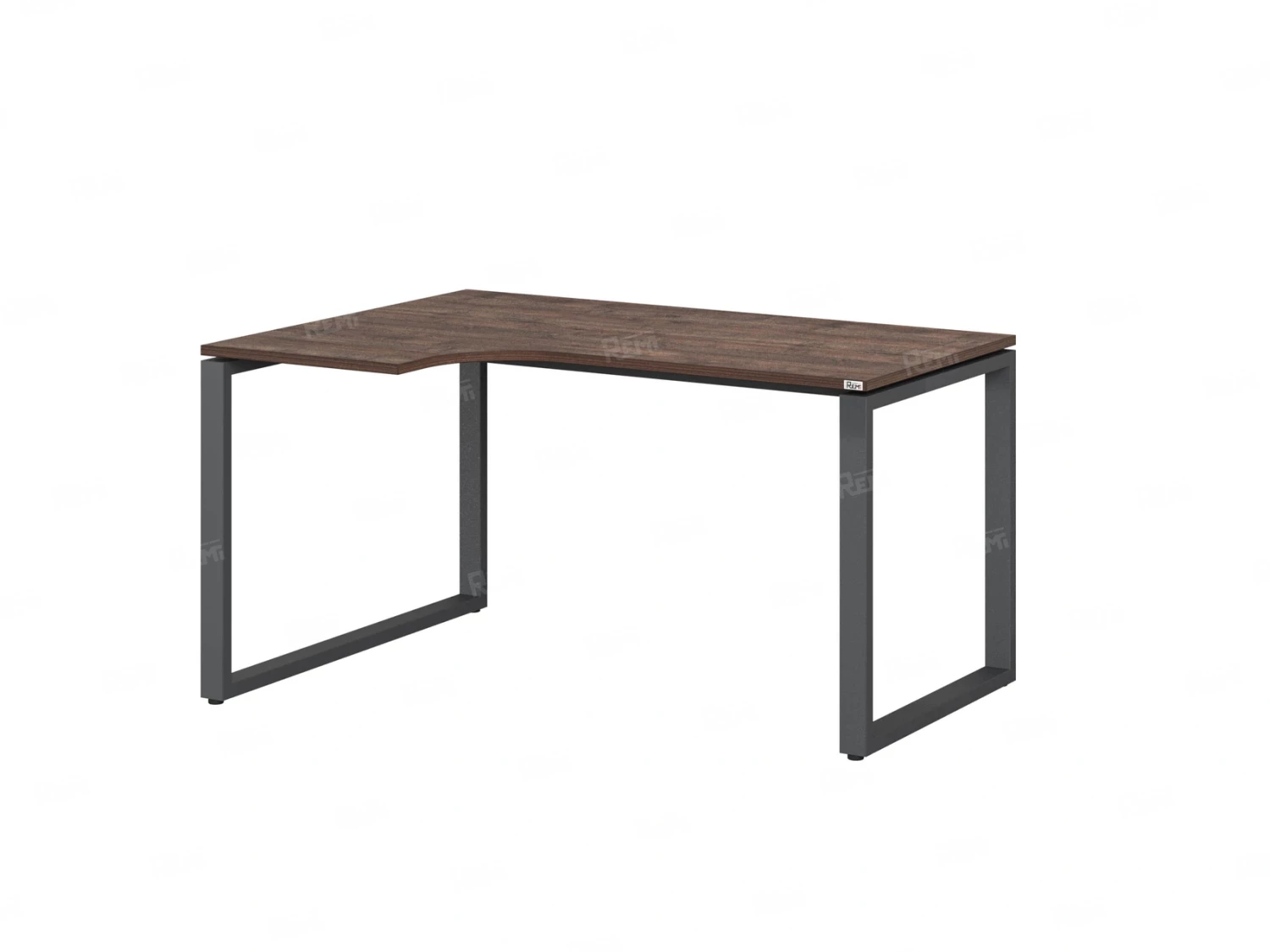 Стол угловой, О-опора, левый 1800x600/900x750, RM055-18x6-9 Дуб Апрельский шоколад/Серый