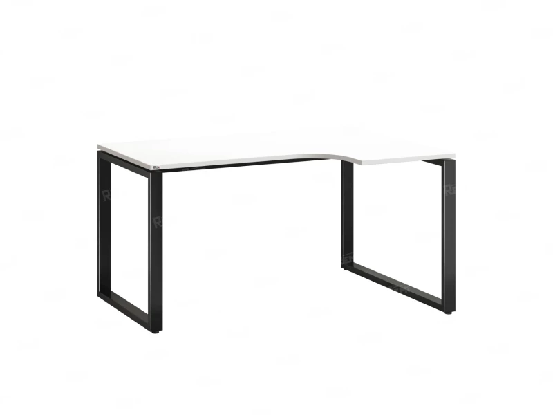 Стол угловой, О-опора, правый 1400x900/1200x750, RM054-14x9-12 Белый/Черный