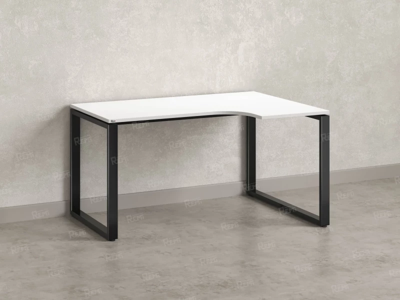 Стол угловой, О-опора, правый 1400x900/1200x750, RM054-14x9-12 Белый/Черный