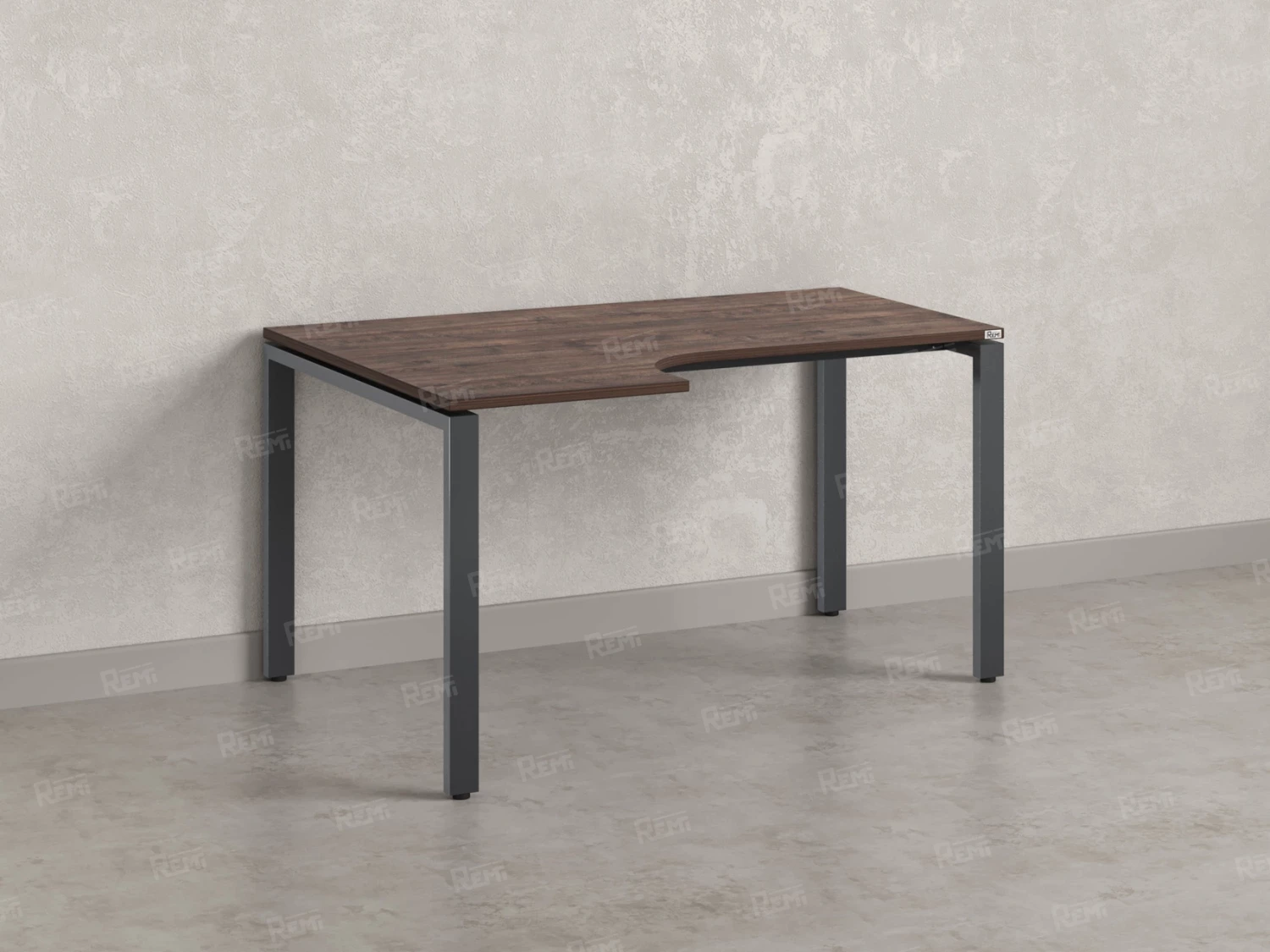 Стол угловой, П-опора, левый 1600x600/900x750, RM053-16x6-9 Дуб Апрельский шоколад/Серый