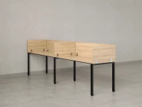 Бенч-система в 1 ряд, 2 рабочих места 5 ЛДСП экранов 2000x800x750 RM167-2-20x8 Вяз Швейцарский светлый/Черный