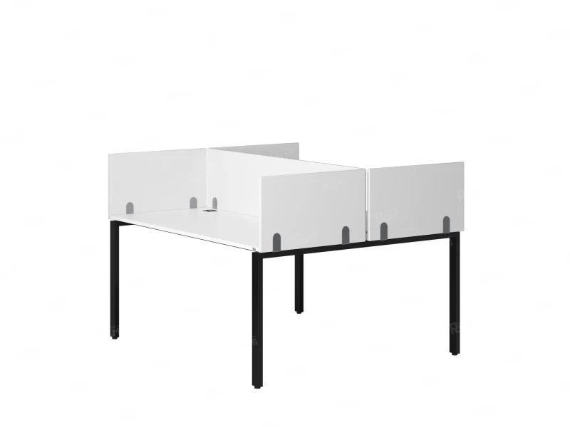 Бенч-система, 2 рабочих места, 5 ЛДСП экранов 1200x1600x750 RM165-4-12x16 Белый/Черный