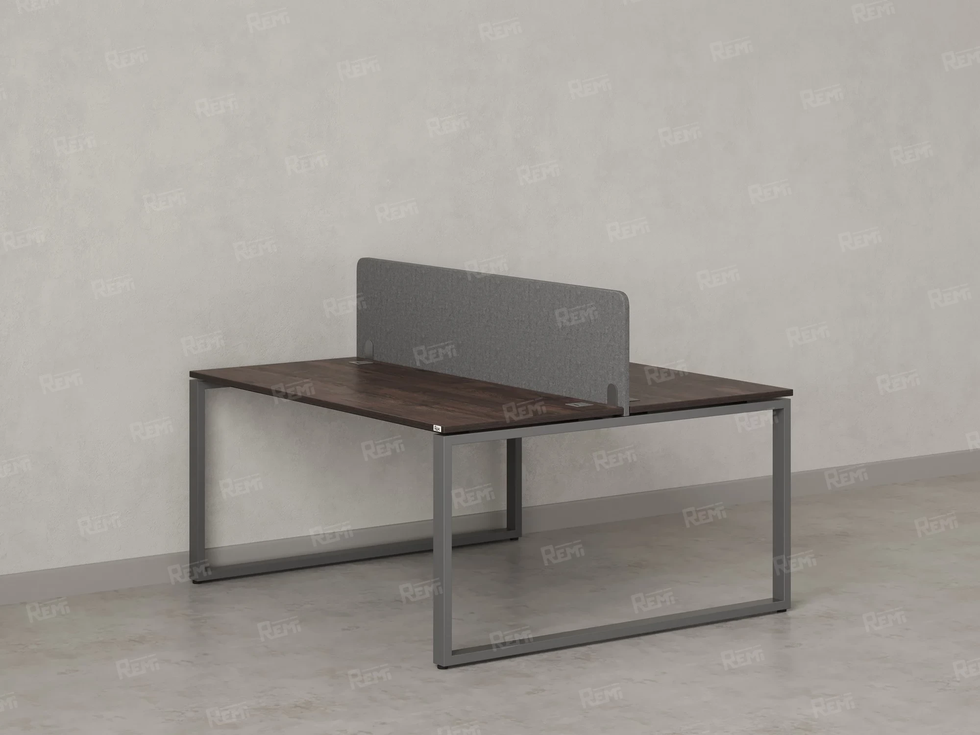 Бенч-система, 2 рабочих места, с одним тканевым экраном 1200x1200x750 RM169-1-12x12 Дуб Апрельский шоколад/Серый