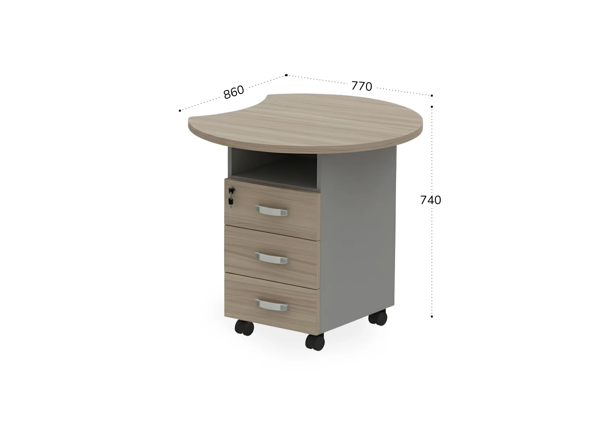 BRL RB088-77х86R Тумба приставная правая 770х860х740 Шорвуд/Серый вулканический