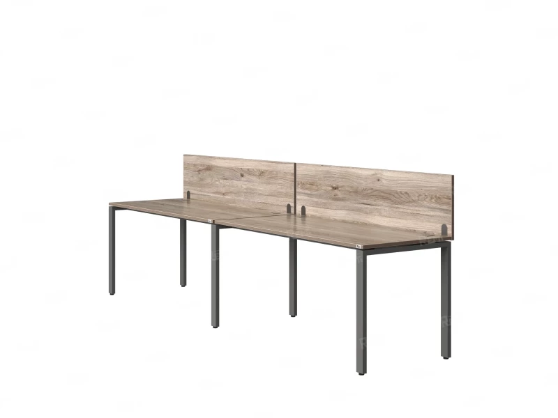Бенч-система в 1 ряд, 2 рабочих места 2 ЛДСП экранов 2400x800x750 RM167-4-24x8 Дуб Маувелла/Серый