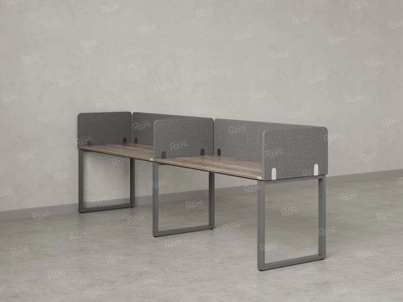 Бенч-система в 1 ряд, 2 рабочих места 5 тканевых экранов 3200x700x750 RM168-1-32x7 Дуб Маувелла/Серый
