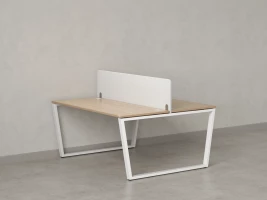 Бенч-система, 2 рабочих места, с одним тканевым экраном 1600x1400x750 RM172-1-16x14 Вяз Швейцарский светлый/Белый