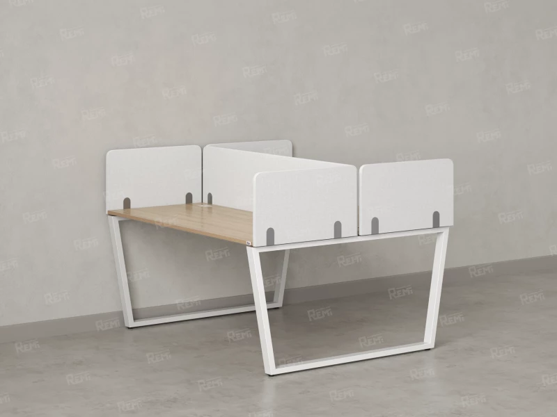Бенч-система, 2 рабочих места, 5 тканевых экранов 1000x1200x750 RM172-3-10x12 Вяз Швейцарский светлый/Белый