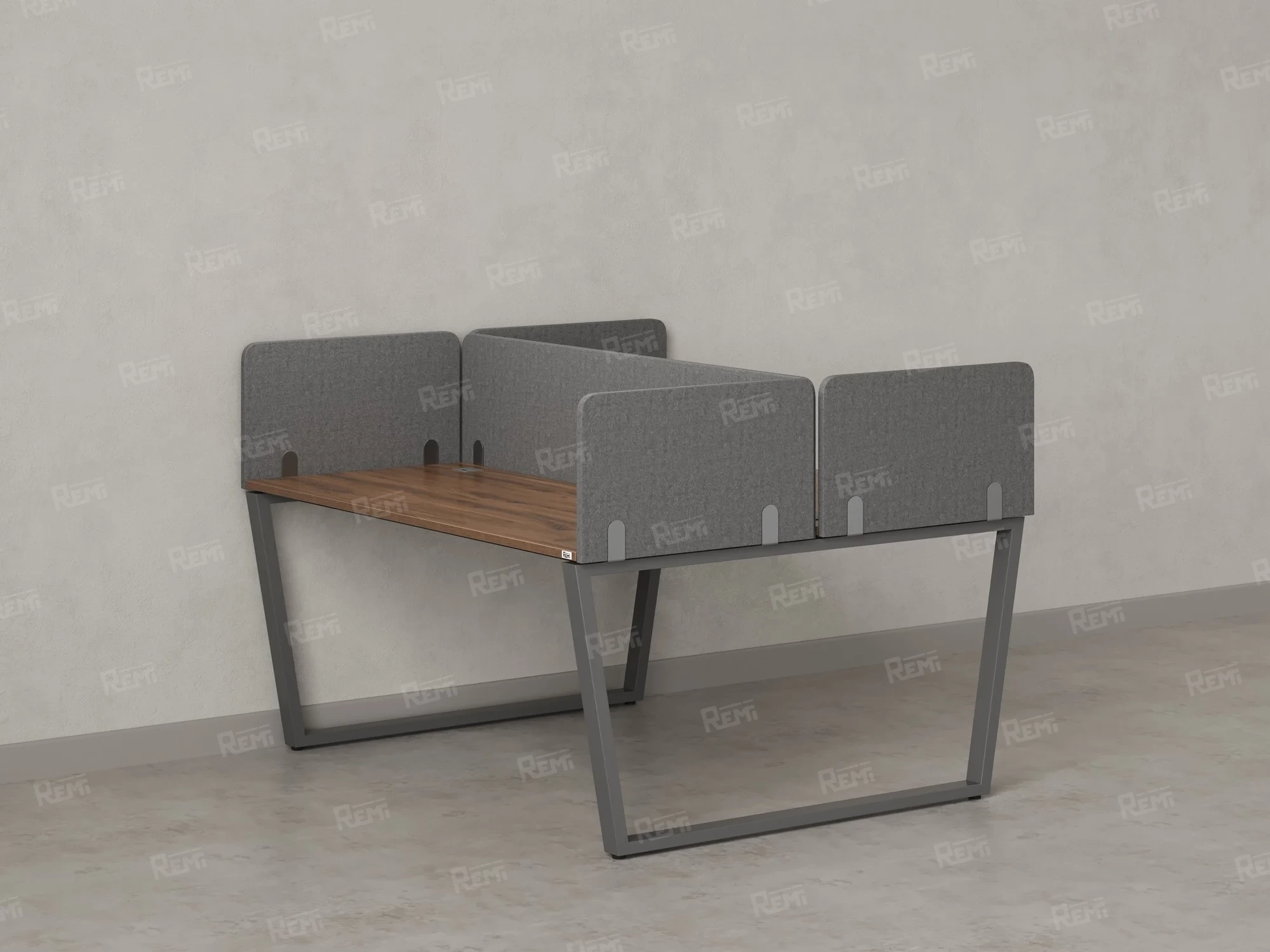 Бенч-система, 2 рабочих места, 5 тканевых экранов 1400x1200x750 RM172-3-14x12 Дуб Юстус/Серый