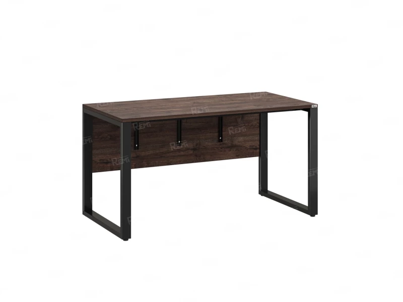 Стол прямой на О-образных опорах, экран ЛДСП 1600x600x750 RM006-16x6 Дуб Апрельский шоколад/Черный