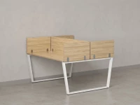 Бенч-система, 2 рабочих места, 5 ЛДСП экранов 1200x1600x750 RM172-4-12x16 Вяз Швейцарский светлый/Белый